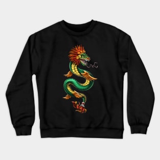 Quetzalcoatl Aztec Serpent God Crewneck Sweatshirt